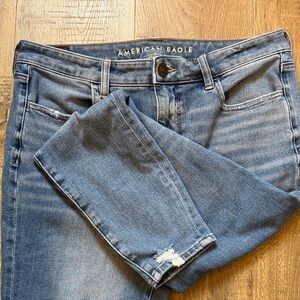 American Eagle Outfitters Women's Light Blue Distressed Skinny Jeans